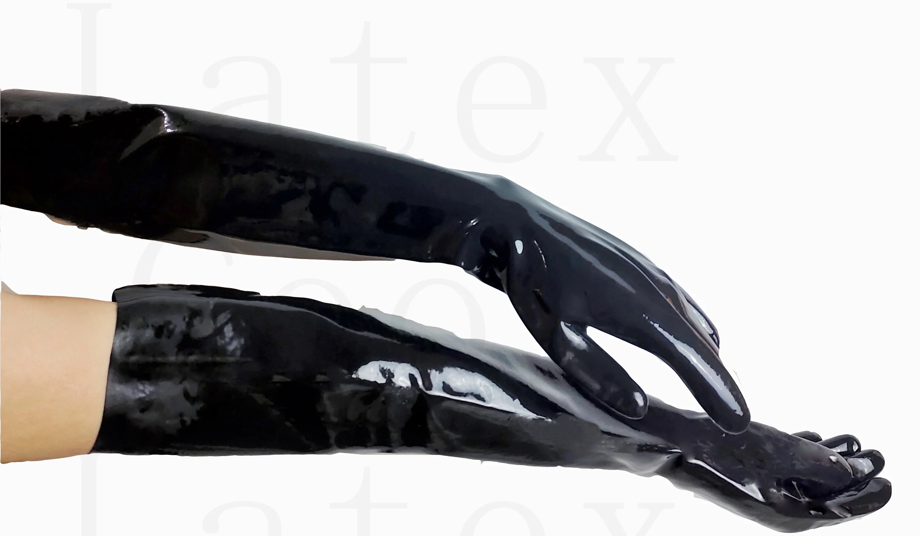 100% Lateksist Gummi must pikad kindad üle küünarnuki Suurus S-XL 0.4 mm 1