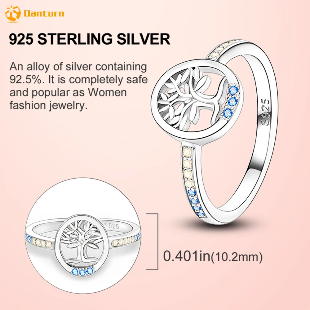 Danturn 925 Sterling Silver Ring Puu Liife Sinine-Roheline Kivi Rõngad Euroopa Rõngad Naiste Rõngad Engagement Rõngad Tasuta Shipping 2