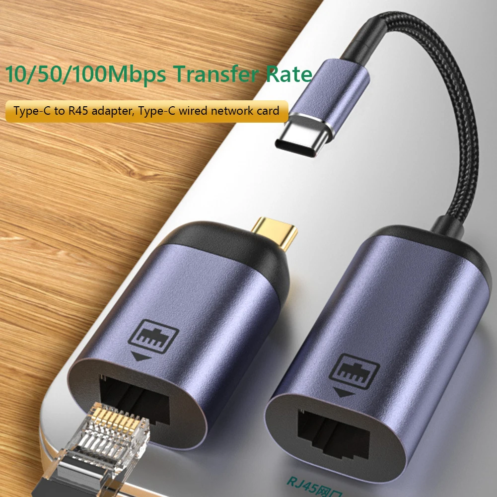 USB-Ethernet Võrgu Adapter Kaabel 100Mbps Drive-vaba USB-Type-C-RJ45 Lan Adapter Võrgu Kaart MacBook Samsung Sülearvuti