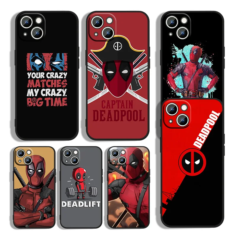 Deadpool Marvel Lahe Apple iPhone 13 12 11 mini 8 7 6S 6 XS-XR-X 5 5S SE 2020 Pro Max Plus Black Telefoni Juhul Capa