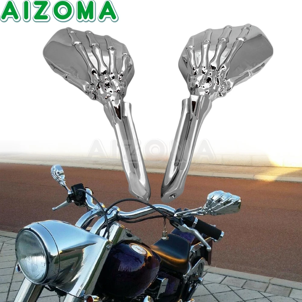 Chrome ' i Mootorratta Tagumine Pool tahavaatepeeglid For Motorcycle Touring Tour Glide Honda Shadow VLX 600 ACE Indian Chief Kolju Luukere Käsi 0