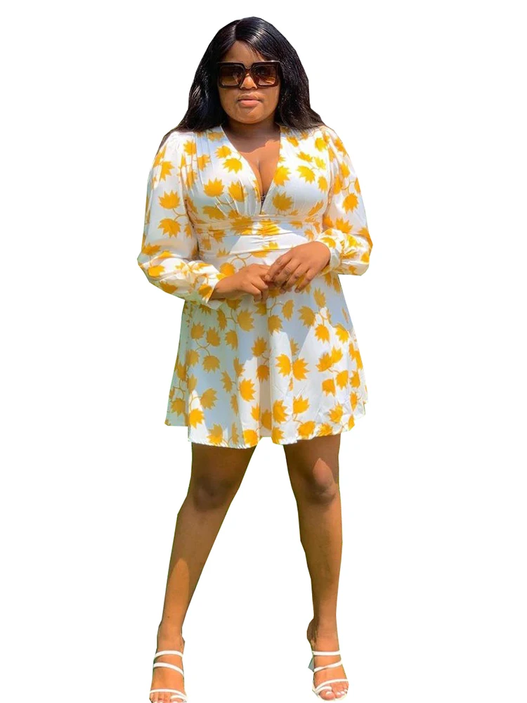 Pluss Suurus Joon Naiste Kleit Sügava V Kaela Kõrge Vöö-Korsett Ropa Mujer Mood Prindi Põlve Pikkus Streetwear Liiga Lühike Kleit