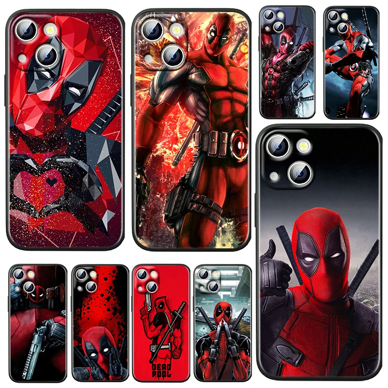 Deadpool Kangelane Marvel Apple iPhone 13 12 11 Pro Max Mini XS Max X-XR 6 7 8 Plus 5S SE 2020 TPÜ Pehme Silikoon Musta Telefoni Puhul