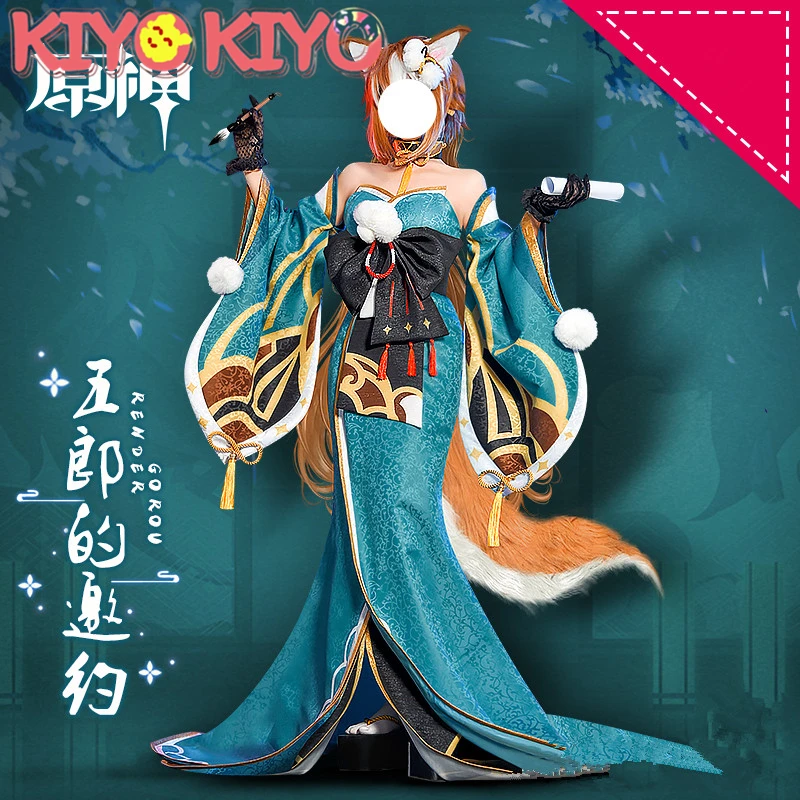 KIYO-KIYO Pre-müügi Mäng Genshin Mõju Gorou Rist Mees Kleit Seksikas kimono Cosplay Kostüüm Halloween Kostüümid Täis komplekt kõrva