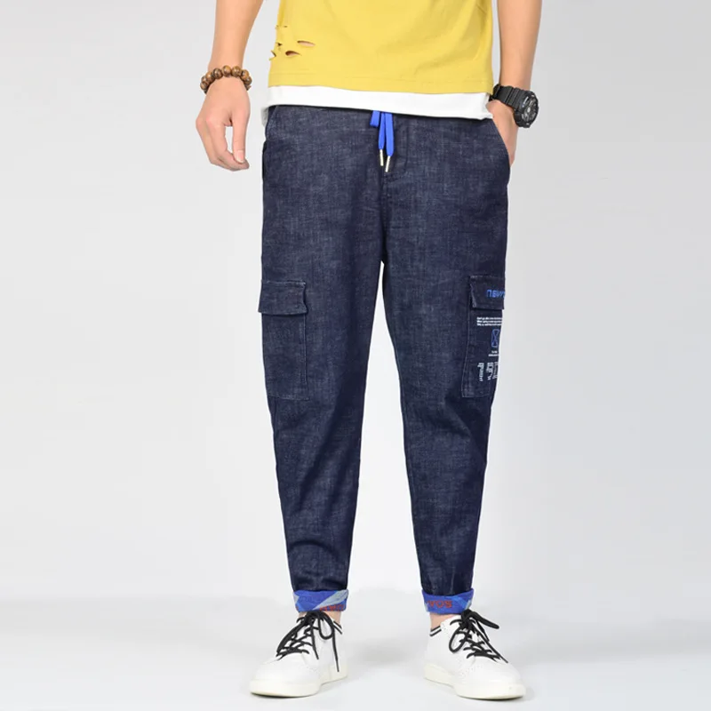 Uus Meeste Püksid Suurus Venitada Puuvill Teksad Meestele Hip-Hop Kottis Teksad sinised Haaremi Teksad Kokkutõmmatud Püksid