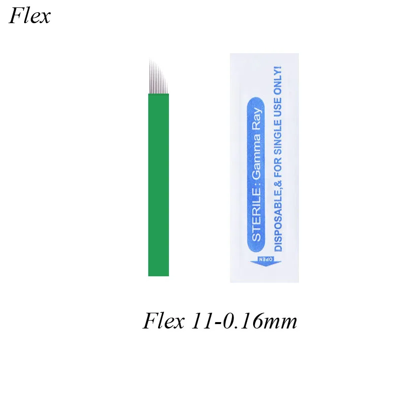 11CF 0.16 mm Roheline Nano 100tk Alaline Meik Käsitsi Kulmu Tätoveering Nõelad Microblade