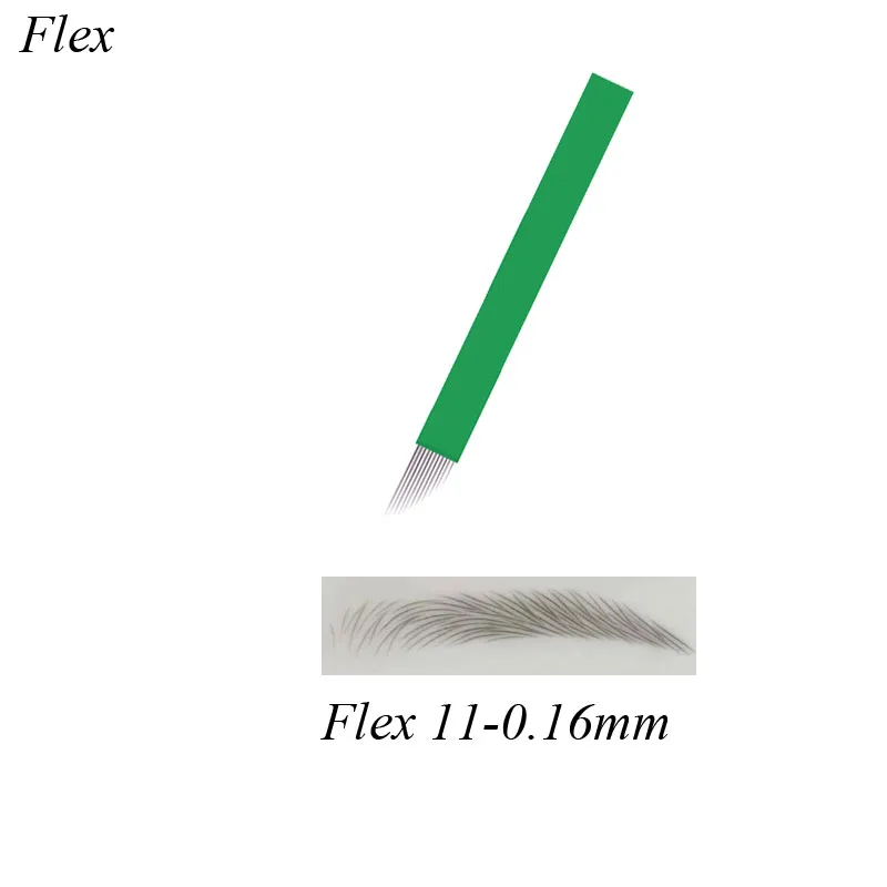 11CF 0.16 mm Roheline Nano 100tk Alaline Meik Käsitsi Kulmu Tätoveering Nõelad Microblade 1