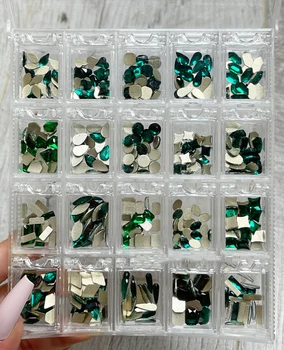 400 Suured Teemandid +Korter Rhinestone Mix 20 Stiile 20pcs*20grid Flatback Rhinestone Crystal 3D Kaunistused Lamedad Kivid Tagasi Kalliskivid