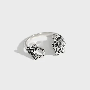 Korea versioon sterling silver ring ins minimalistlik külm tuul micro diamond armas kass ringi naissoost avatud hõbedane rõngas