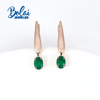 Bolaijewelry,Uus Looduslik roheline avärav ovaalne 5*7mm kõrvarõngad 925 Sterling silve rose gold trahvi ehteid naine iga Päev kandma