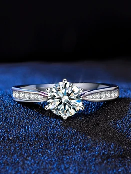 Kerge inlay T Stiilis Moissanite Teemant Sõrmus，925 sterling silver ring， Rõngad Naiste ，Edasi Diamond Katse Ring Suurepärane