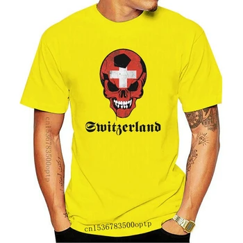Uus Mood Meeste T-Särk Meestele, Suvel Juhuslik Klassikaline Suisse Šveits Soccers Kolju Lipp, T-Shirtfashion Tees