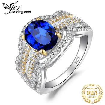 JewelryPalace Infinity 2.5 ct Ovaalne Loodud Sapphire 925 Sterling Hõbe Solitaire kihlasormus Naine Pulm Bänd Kuld