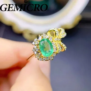 Gemicro 925 Sterling Hõbe Ehted Kõrge Kvaliteediga Klassikaline 5*7mm Columbia Smaragd Ring nagu Pulm Paar Kingitused Romantiline Kristallid