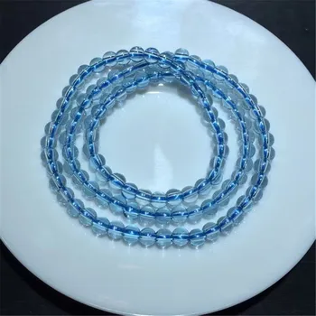 5mm Looduslik Sinine Topaas Käevõru Naistele Daam Mehe Ilu Kingitus Selge Kristall Ring Helmed Reiki Gemstone Suunda Ehted AAAAA