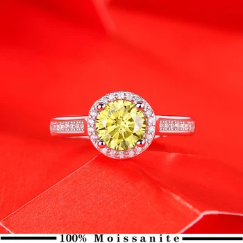 100% Reaalne Moissanite Engagement Rõngad 1CT Geniaalne Teemant Sõrmus Hõbe Pulm Bänd Naiste Aastapäeva Ehted