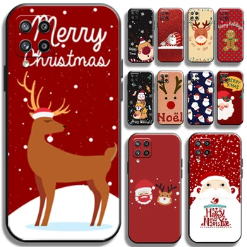 Jõulud Jõuluvana Põhjapõdrad Samsung Galaxy M12 Telefoni Juhul Funda Carcasa Must Kest Tagakaas Täieliku Kaitse Pehme