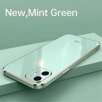 Pehme Ruut Galvaniseeritud Telefon Case For iPhone 11 12 13 Pro Max XS X-XR Max 7 8 Plus Mini SE 2020 Silikoon Kaitseraua Kate Tagasi