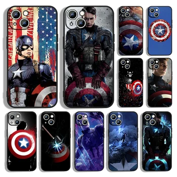 Kapten Ameerika (Avengers Telefoni Puhul Apple iPhone 14 13 12 11 Pro Max mini XS-XR-X 8 7 6S 6 Pluss Must Pehme Funda tagakaas