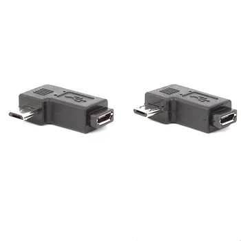 90 Kraadi Paremale & Vasakule Kaldu Micro-USB 2.0 5Pin Meeste ja Naiste M-F Laiendamine pistiku Adapter