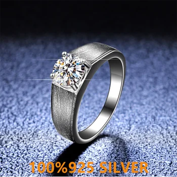 925 värvi pidav meeste Sterling Silver Ring D-VÄRV mosan diamond neli küünis ringi peen mood pulmad engagement ehted