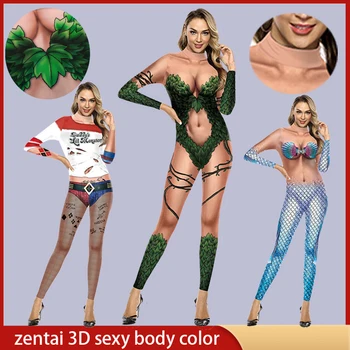 Zentai Seksikas Cosplay Kostüüm Naiste Slim Paigaldamise Kombekas Kostüümid Tüdrukute 2023 Imelik 3D Sexy Liha Prindi Näita Jõudlust Ülikond