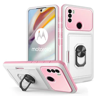 Magnet Rõngas Omaniku puhul Motorola Moto G60 Mitme Funktsiooniga Kaardi pesa Ringi Omanik tagakaas Motorola Moto G60 MotoG60