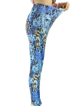 INDJXND Jagada Trükitud Naiste Sinine Leopard Säärised Õhuke Stretch Püksid Kõrge Vöökoht Treening Jooga Fitness Pükste Naiste Rõivad 0