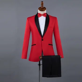 2022 Uus Meeste Ülikond 2 Tk Boutique Ühe Nupu Slim Fit (Solid Color sallkrae Bleiserid Mees Professionaalne Smoking Jakk
