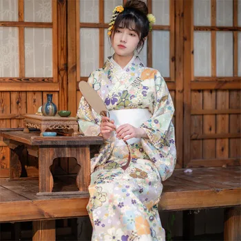 Naiste Traditsiooniline Jaapani Yukata Kimono Cosplay Kleit Sakura Õie Pildid Vann Rüü Tulemuslikkuse Tants Foto Pildistamise Kanda