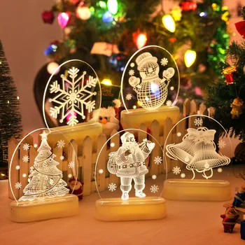 Jõuluehe LED Valgus Home Decor Tarvikud 3D Light Lamp Jõulud Puhkus Kingitused String Tuled Santa Claus Kaunistused