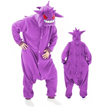 Unisex Kostüümid Lilla Draakon Onesies Siil Monster Cosplay Pidžaama Täiskasvanud Pidžaamad Loomade Sleepwear Kombekas