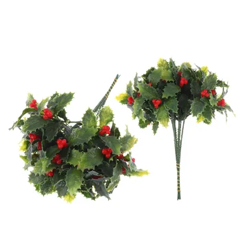 Kunstlik Jõulud Mari Jätab Lilled Holly Lill Võltsitud Punaste Marjade Varred Vars Mänd Kimp Bush Filiaalid Picksplantstree