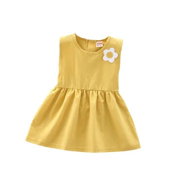 2022 Tüdruku Seelik Suvine Kleit Uus Välis-Stiilis Armas Sweet Baby Floret Vest Tahke Värv Printsess Kleit