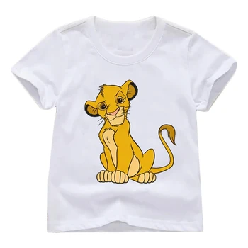 Kawaii Simba ja Nala Print T-Särk Lion King T-Särgid Tüdrukute Riided Lastele Unisex Tshirts 100% Puuvill Suvel Poisid Graafiline Tee