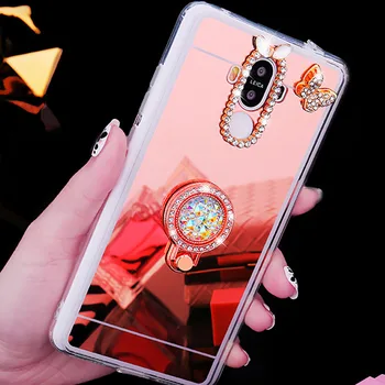 Luksus Glitter Bling Katmine Peegel Telefoni Puhul Huawei Honor 8X 8S 8 9 10 Lite P Smart 2018 2019 Koos Ringi Omanik Seista Kate