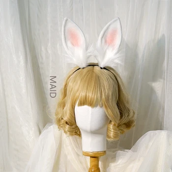 Originaalne disain kc armas kawaii simulatsiooni küüliku kõrva hairband klambri külge cos palus küülik looma kõrva Lolita