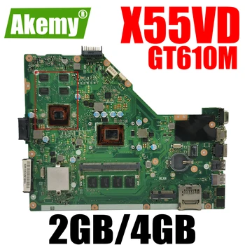 X55VD Emaplaadi 2GB 4GB RAM Asus X55V X55VD Emaplaadi REV2.0 REV2.1 X55VD Sülearvuti Emaplaadi koos GT610M GPU