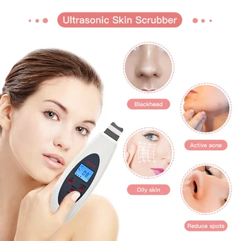 Ultrasone Huid Skraberi Porie Koorimine Diepe Reiniging Gezicht Stimulaator Mee-väljajätmine Verwijderen Huid Spatel Schoonheid