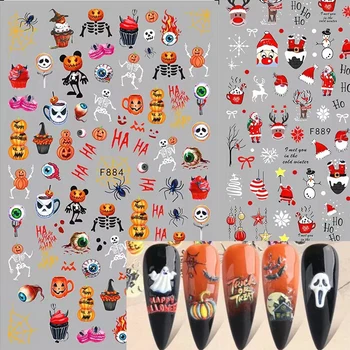 2022 Uus Küünte Kleebis Halloween Kogumise Skelett Põder Talvel Pingviin Prindi Tuleb Kleeplindiga Nail Art
