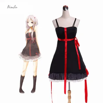 Ainclu Kuum Müügi Free Shipping Süüdi Crown Yuzuriha Inori Must Kleit Cosplay Kostüüm Anime Kostüüm Halloween