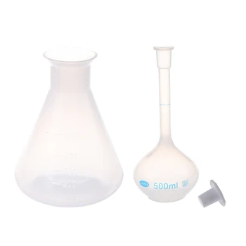 500Ml läbipaistvast Plastikust Keemiline Koonilisse Kolbi Ladustamise Pudel & Pikk Kael Selge Valge Plastikust Mahu Mõõtmise Kolbi