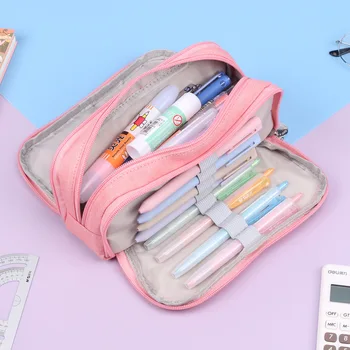 Suure mahutavusega (double-layer pen kott lõuend kaasaskantavas kott, makeup bag kirjatarvete koolitarbed