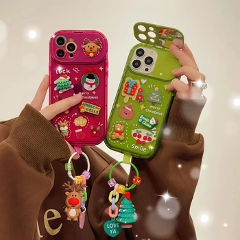 Merry christmas kingitus meik peegel omanik 3D puu põhjapõder Ornament Telefon Case For Iphone 11 12 13 14 Pro Xs Max Xr Kate