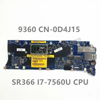 CN-0D4J15 0D4J15 D4J15 Dell XPS 9360 Sülearvuti Emaplaadi CAZ00 LA-D841P Koos SR366 I7-7560U CPU 100% Täis Testitud, Töötab Hästi
