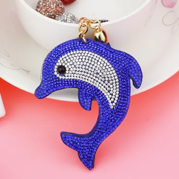 Peen Mood Dolphin Kaks värvi Teemant Bag Teenetemärgi Ripats Fliis Materjal Kuum Diamond Tutt võtmehoidja