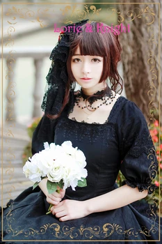 Jaapani Harajuku Kurat Rose Black Jacquard Gooti Lolita Kleit Naiste Gooti Tee Pool Kleit