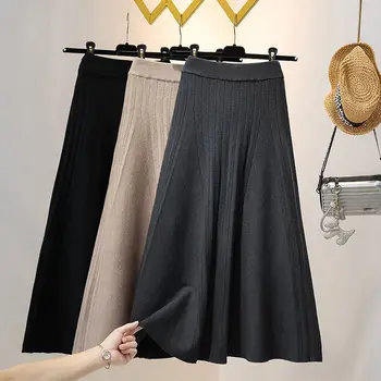 Koo Seelik Suured Naiste Kõrge-Waisted Slim-Line Sügisel keskmise Pikkusega Seelik Trend Moe Looduslike Kampsun Saias Femme Jupe T543