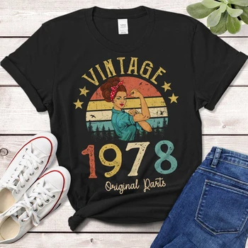 Vintage 1978 Originaal Osad T-Särk Rosie Naistele 45 45. Sünnipäeva Kingitus Idee Tüdrukute Ema, Abikaasa, Tütar Retro Tee Särk Riided