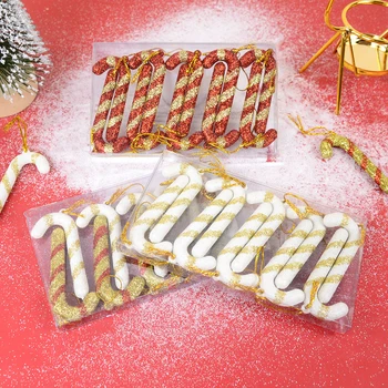 10tk Christmas Mini Plastikust Candy Walking Stick Teenetemärgi Xmas Tree Ripats Jõulud Kaunistused DIY Kodu Pool Decor Tarvikud